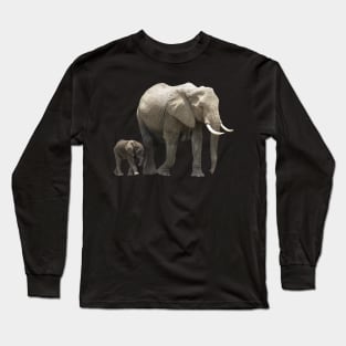 Elephant-Mama with Elephant-Baby - Elephant - Africa Long Sleeve T-Shirt